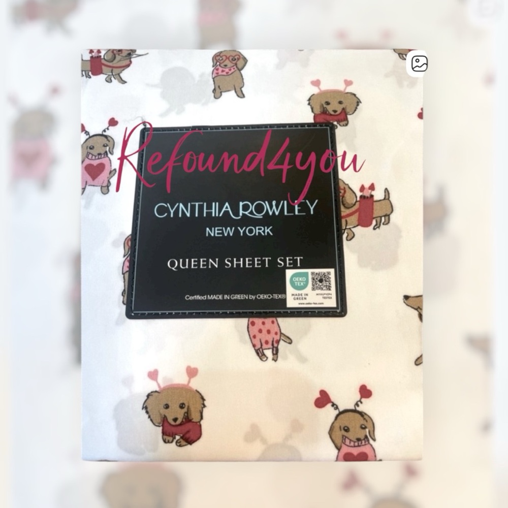 Cynthia Rowley - ‘Valentine’s Day’ queen size sheet set. NWT. Firm!